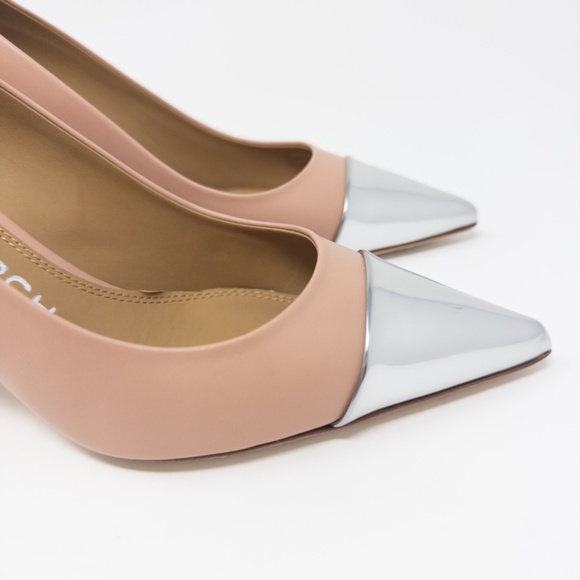Tory Burch Penelope Cap Toe Pumps Two Tone Pink Silver Heels Womens 8.5 NEW - Picture 5 of 8